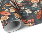 Retro Moth & Dragonfly Bloemenpatroon Cadeaupapier (Rol Hoek)