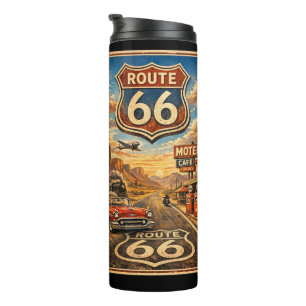 Retro Mother Road Klassieke Amerikaanse Zonsonderg Thermosbeker