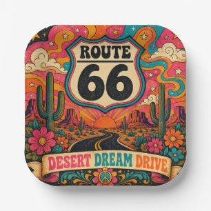 Retro Mother Road Sixties Trippy Highway Tafelgere Papieren Bordje