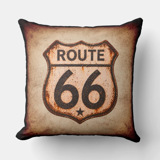 Retro Mother Road Versleten Schild Decoratie Kussen (Voorkant)