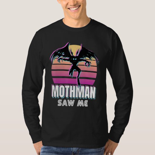 Retro Mothman 80s Cryptid Sunset T-shirt (Voorkant)