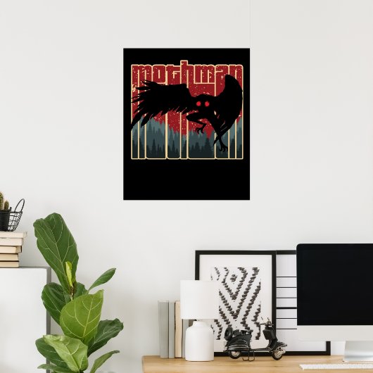 Retro Mothman Cool  Cryptid Cartoon Origi Poster (Thuiskantoor)