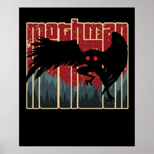 Retro Mothman Cool  Cryptid Cartoon Origi Poster