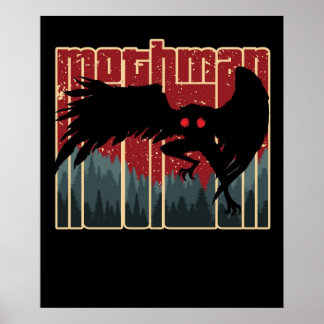 Retro Mothman Cool Cryptid Cartoon Origi Poster