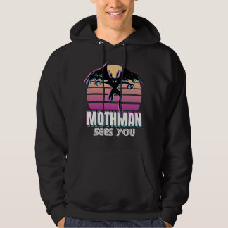 Retro Mothman Sees You Funny Cryptid Gift Hoodie