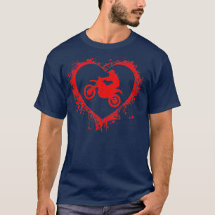 Retro Motocross Valentijnsdag hartvorm Mijn T-shirt