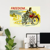 Retro  motor FREEDOM Poster (Thuiskantoor)
