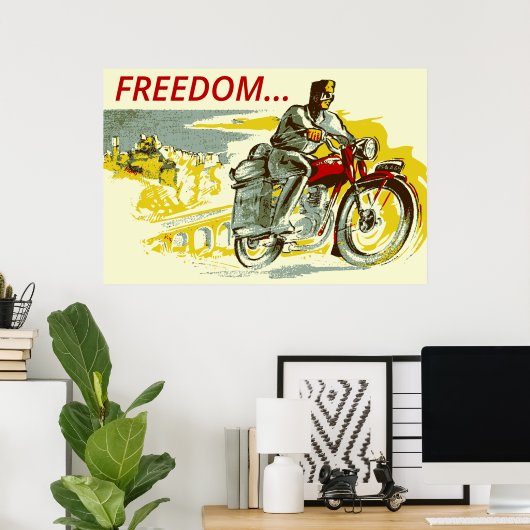 Retro  motor FREEDOM Poster (Thuiskantoor)
