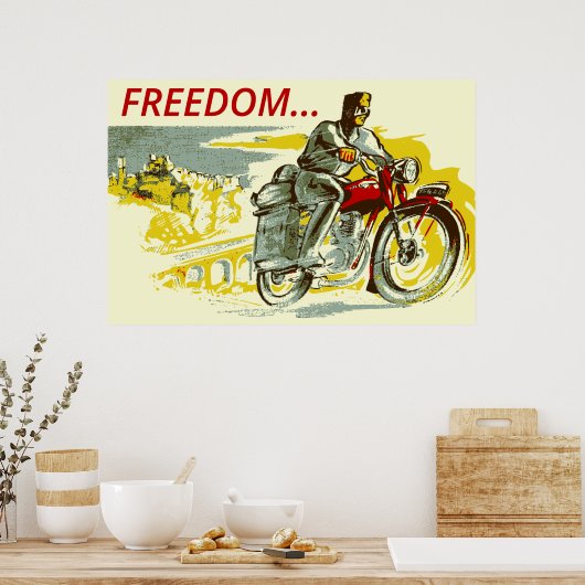 Retro  motor FREEDOM Poster (Keuken)