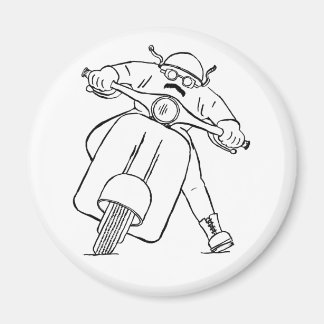 Retro motor scooter rijder met snor magneet