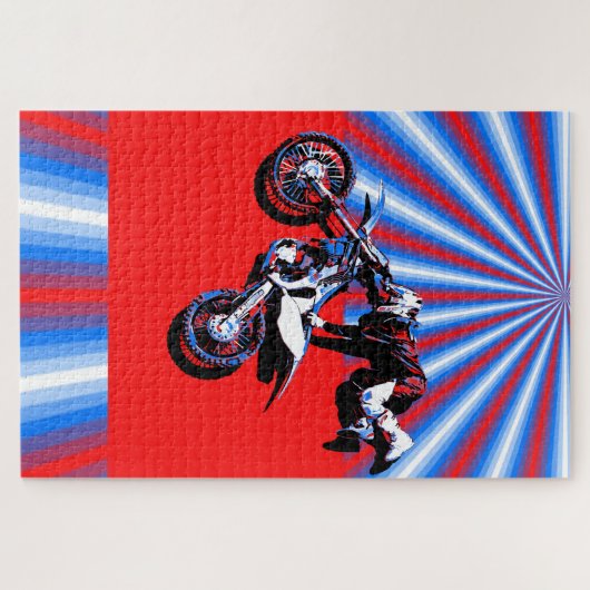 Retro Motorcross Rider Design Legpuzzel (Horizontaal)