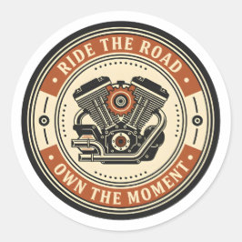 Retro Motorcycle Engine Badge Style Ronde Sticker
