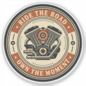 Retro Motorcycle Engine Badge Style Sticker (Voorkant)