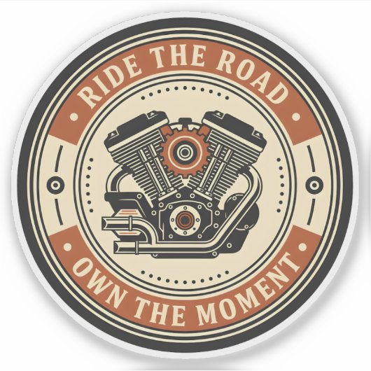 Retro Motorcycle Engine Badge Style Sticker (Voorkant)