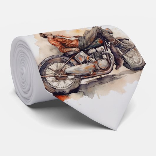 Retro Motorcycle - Serene Graphic Art Stropdas (Opgerold)