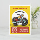 Retro motorfiets baby shower uitnodiging (Staand voorkant)