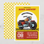 Retro motorfiets baby shower uitnodiging (Voorkant / Achterkant)