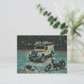 Retro motorfiets cadeau briefkaart (Staand voorkant)