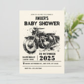 Retro  Motorfiets custom biker baby shower Kaart (Staand voorkant)