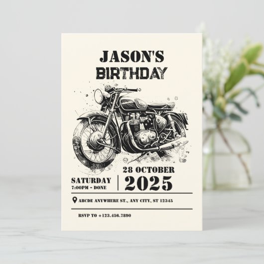 Retro  Motorfiets custom biker birthday Kaart (Staand voorkant)