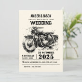 Retro  Motorfiets custom biker bruiloft Kaart (Staand voorkant)