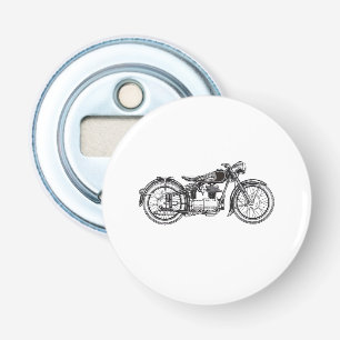 Retro  motorfiets _ Ik hou van mijn motorfiets Button Flesopener