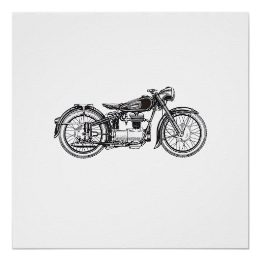 Retro motorfiets _ Ik hou van mijn motorfiets Perfect Poster (Voorkant)