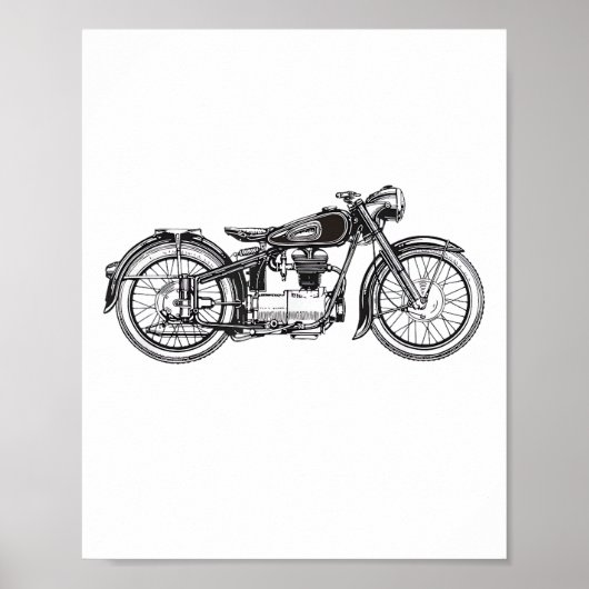 Retro motorfiets _ Ik hou van mijn motorfiets Poster (Voorkant)