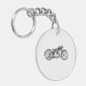 Retro motorfiets _ Ik hou van mijn motorfiets Sleutelhanger (Voorkant Links)
