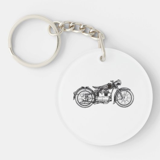 Retro motorfiets _ Ik hou van mijn motorfiets Sleutelhanger (Voorkant)