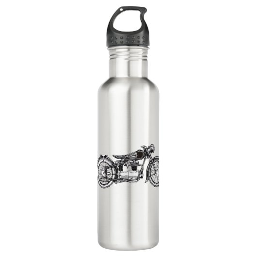 Retro  motorfiets _ Ik hou van mijn motorfiets Waterfles (Voorkant)