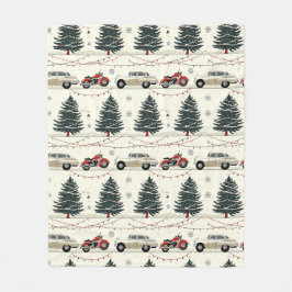Retro motorfiets kerst wegen nachten fleece deken
