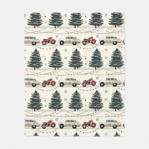 Retro motorfiets kerst wegen nachten fleece deken