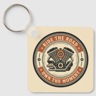 Retro motorfiets motor badge stijl sleutelhanger