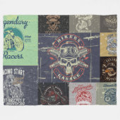 Retro motorfiets ontwerp fleece deken (Voorkant (Horizontaal))