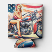 Retro Motorfiets Pin Up Blikjeskoeler (Voorkant)