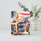 Retro Motorfiets Pin Up Briefkaart (Staand voorkant)