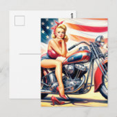 Retro Motorfiets Pin Up Briefkaart (Voorkant / Achterkant)