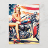 Retro Motorfiets Pin Up Briefkaart (Voorkant)