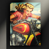 Retro Motorfiets Pin-up Briefkaart