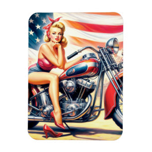 Retro Motorfiets Pin Up Magneet