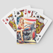 Retro Motorfiets Pin Up Pokerkaarten (Achterkant)