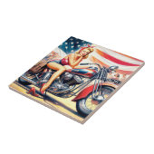 Retro Motorfiets Pin Up Tegeltje (Zijkant)