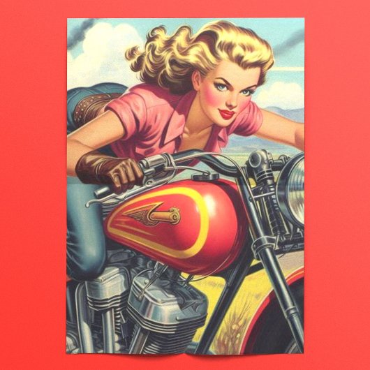 Retro Motorfiets Pin-up Tissuepapier