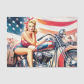 Retro Motorfiets Pin Up Tissuepapier (Voorkant)