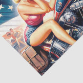 Retro Motorfiets Pin Up Tissuepapier (Detail)