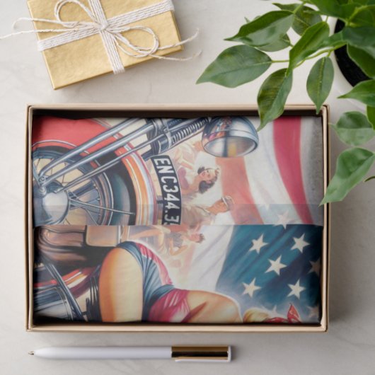 Retro Motorfiets Pin Up Tissuepapier (Geschenk)