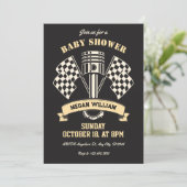 Retro motorfiets race monteur baby shower kaart (Staand voorkant)