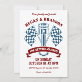 Retro motorfiets racemachine bruiloft kaart (Voorkant)