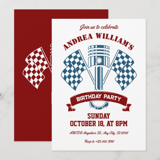 Retro motorfiets racemachine kaart (Voorkant / Achterkant)